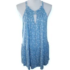 LOFT Light Blue Floral Tunic Sz.XL EUC